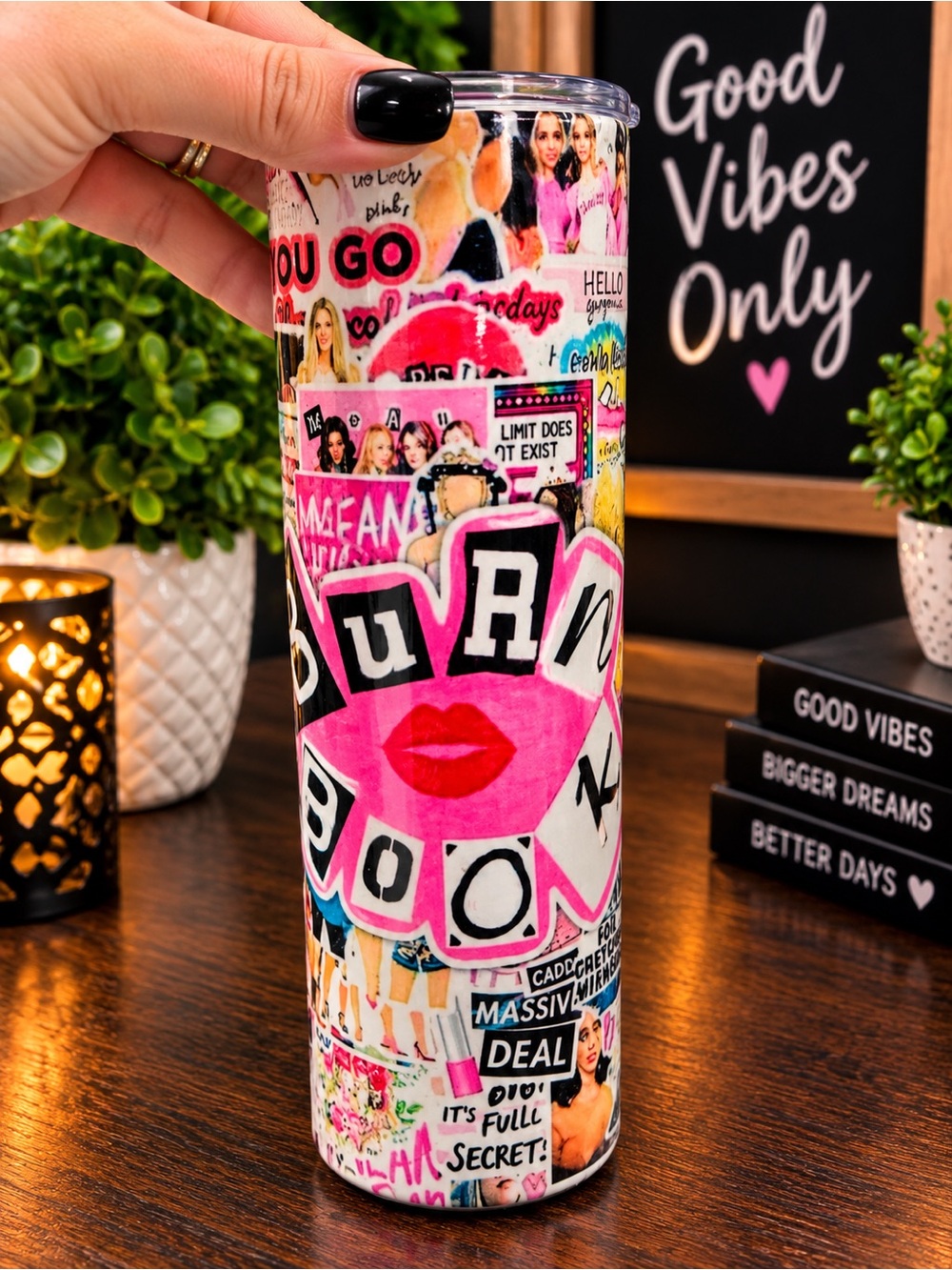 Stylish Pink Collage Tumbler - Trendy Home Party Drinkware